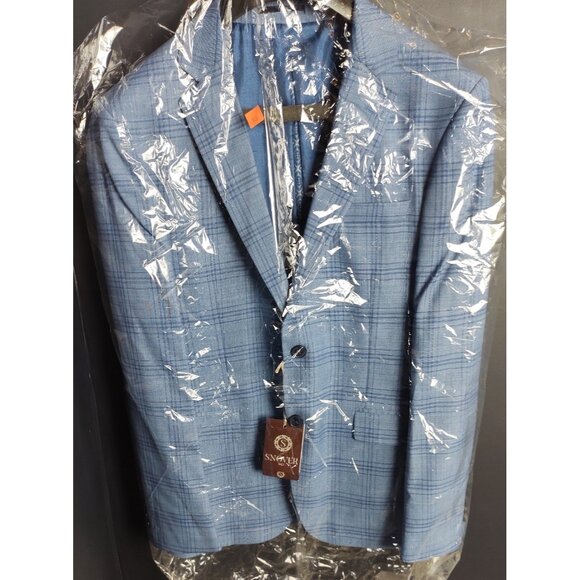 Snover Light Blue Check Blazer Men's Size 38 Business Formal Jacket - Picture 1 of 10